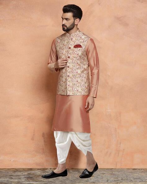 Buy Ivory Festive Kurta Jacket With Printed Motifs Online in India  @Manyavar - Kurta Jacket Set for Men