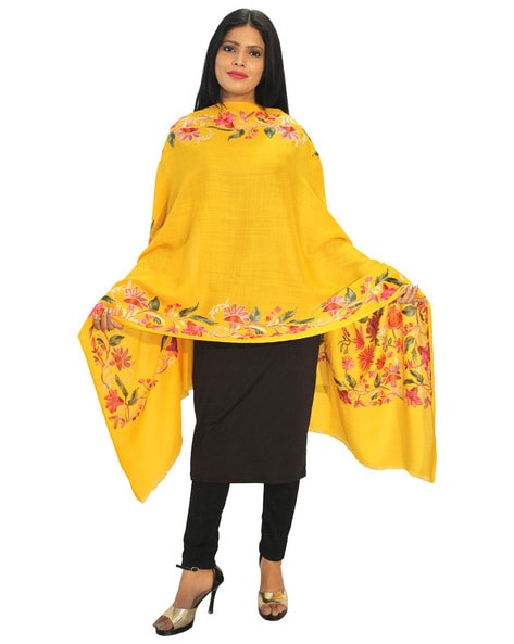 Women Shawl with Embroidered Border Price in India