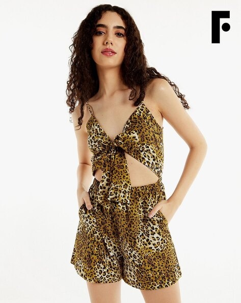 Yellow leopard hot sale print playsuit