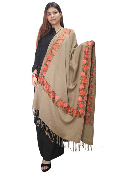 Embroidered Shawl with Tassels Price in India