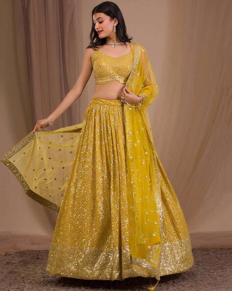 Buy Peach Heavy Embroidered Wedding Reception Lehenga and Blouse With  Contrast Gold Dupatta Online in India - Etsy