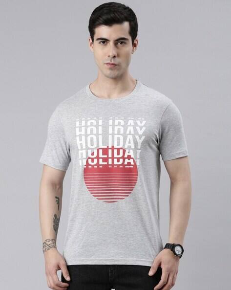 Men Typographic Print Regular Fit T-Shirt - Main Image