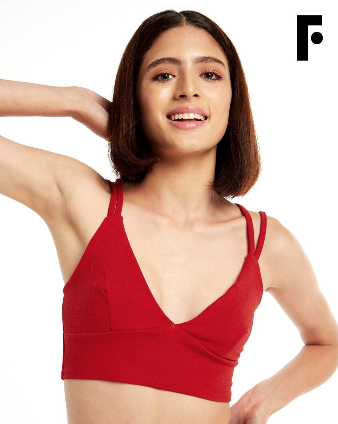 Red bra crop store top