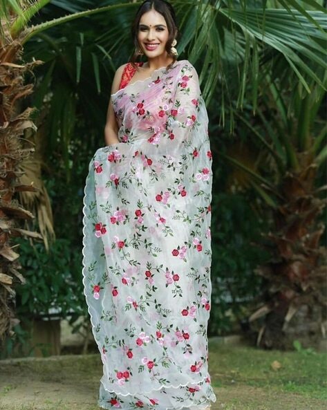 Floral Print Saree with Blouse