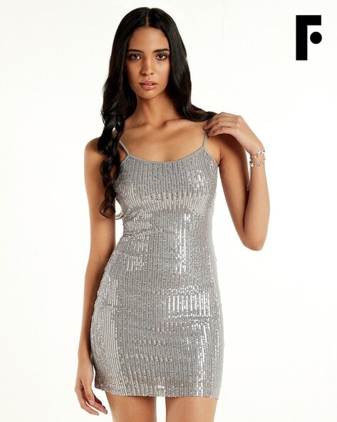 Radiant Silver Sparkle Mini Dress – Beginning Boutique US