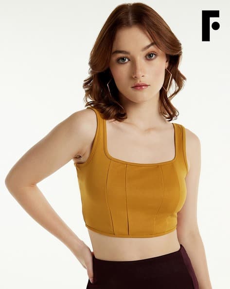 mustard yellow crop top