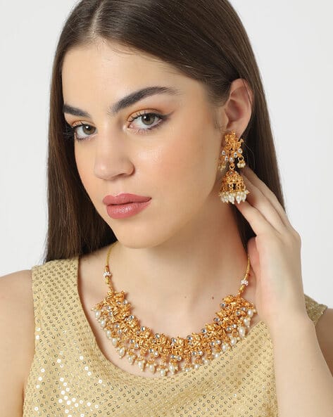 MATCHITT Filigree Design Brass Jewellery Set - NK4143