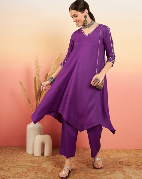Buy Violet Kurta Suit Sets for Women by In Weave Online | Ajio.com