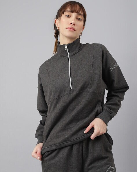 Buy Grey Sweatshirt & Hoodies for Women by FITKIN Online