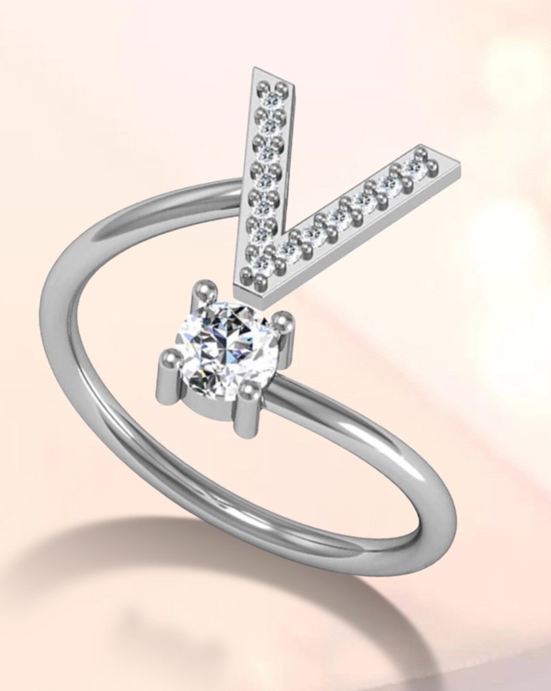 V letter silver ring new arrivals