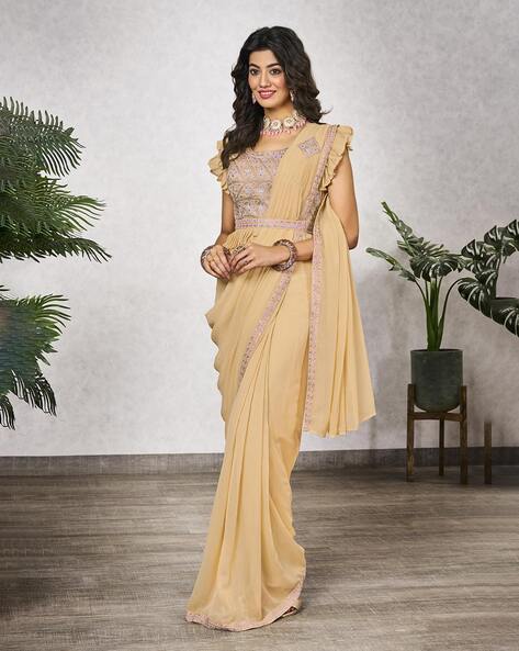 Evening Party Wear Shimmer Sari | Marriage Reception Engagement Dress