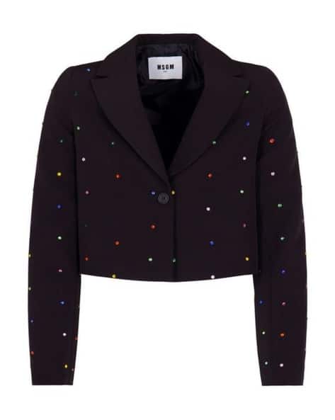 Ladies Blazer Msgm Two Tone Blazer Embellished Notched Blazer