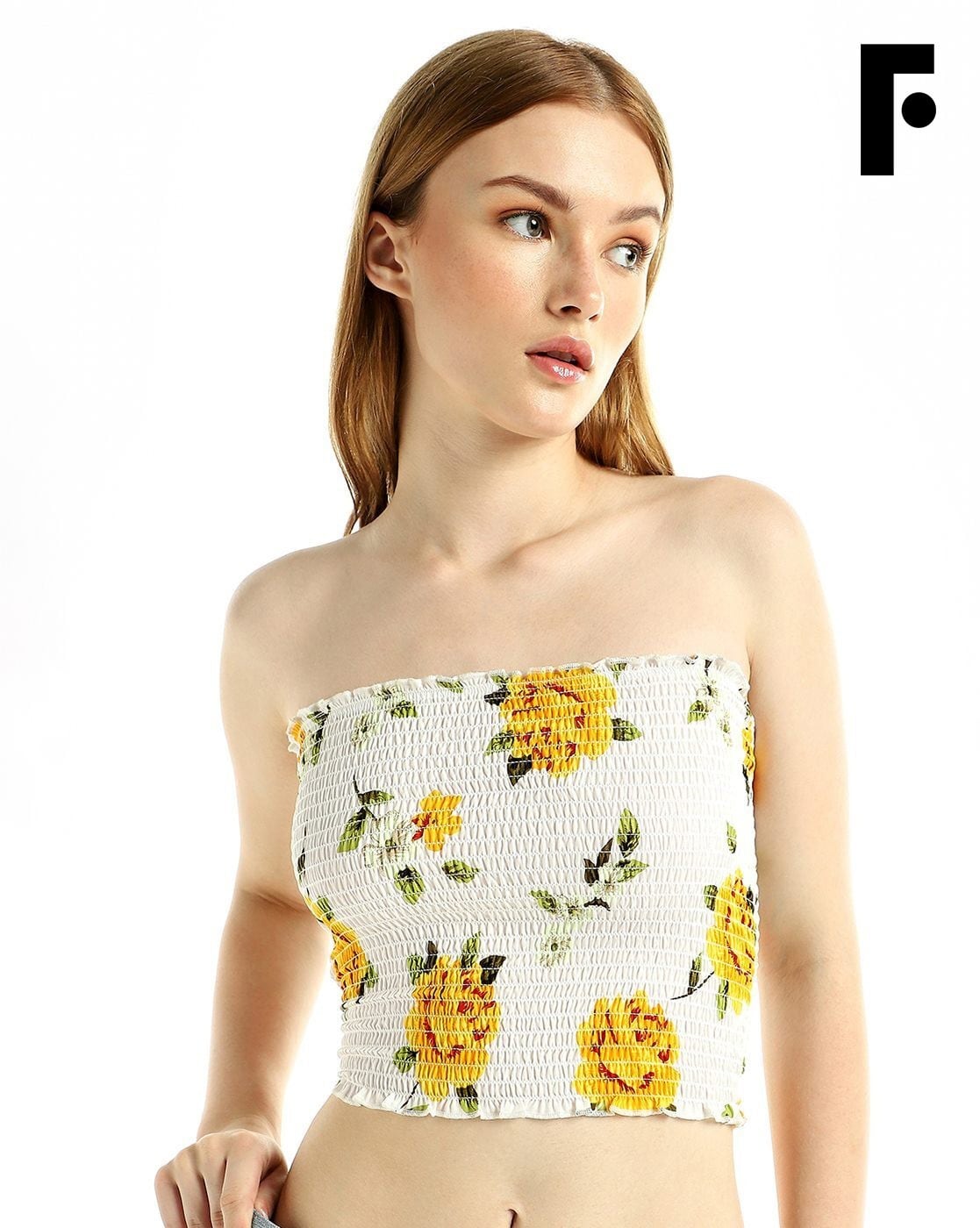 Yellow and white tube hot sale top