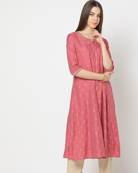 Buy Embroidered A-line Kurta with Leggings Online at Best Prices in India -  JioMart.