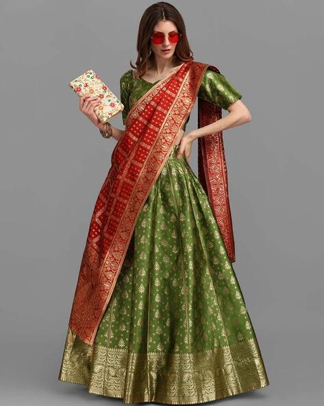 Beautiful Beige & Red Color Combination Lehenga Choli With Dupatta – Cygnus  Fashion