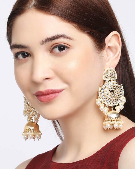 Buy 22k Yellow Gold Jhumka Earrings , Handmade Vintage Pure Traditional  Enamel Design Indian Style WEDDING Dangle Jhumki Earrings Chandelier Online  in India - Etsy