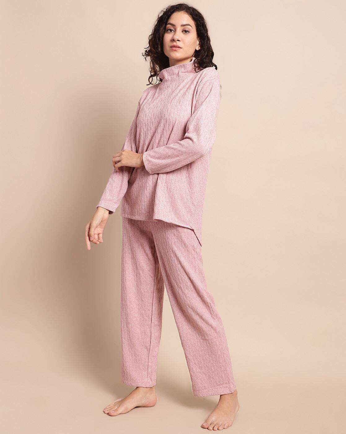 Buy Kanvin Women High-Neck Top & Pyjamas Set Online | Ajio.com