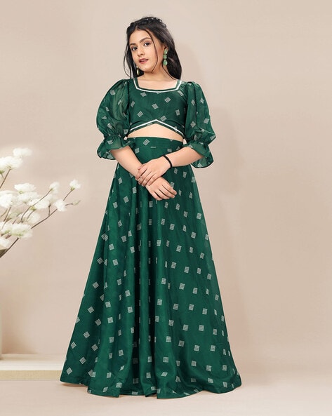 Buy Green Ethnic Wear Sets for Girls by WHITE WORLD Online | Ajio.com