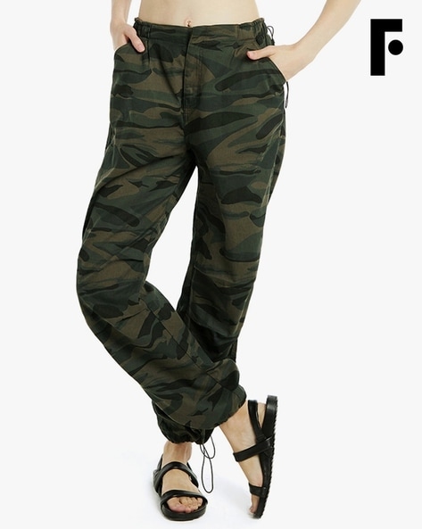 Casual Camouflage Print Patchwork Regular High Waist Trousers L-Earth  Yellow | High waisted trousers, Fitted trousers, Casual