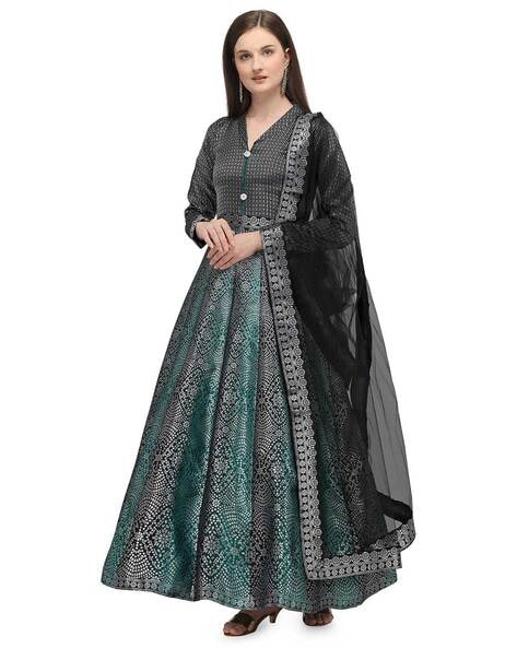 Pure Soft Georgette Wine Color Anarkali Gown With Floral Dupatta – TANHAI