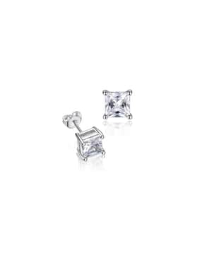 Stone-Studded Stud Earrings-image-1