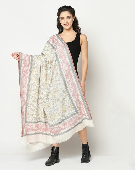 Paisley Print Shawl with Frayed Border Price in India
