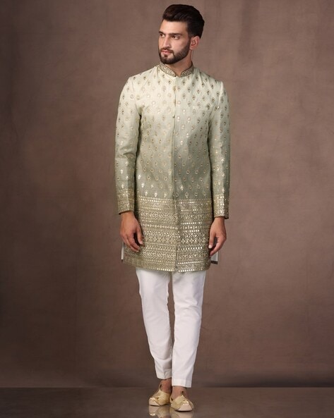 KISAH Men Embroidered Sherwani &amp; Pyjamas Set