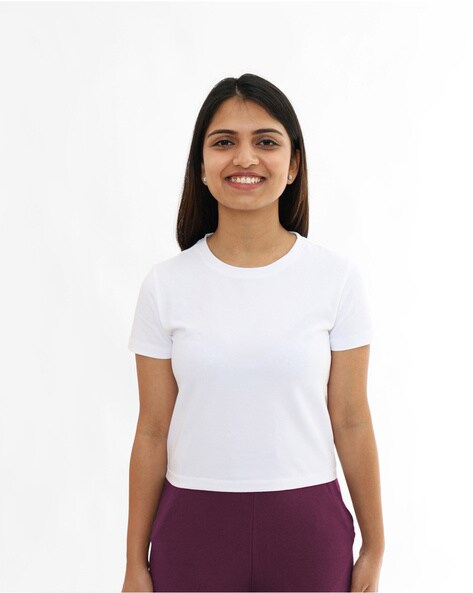 BlissClub Solid Women Round Neck Purple T-Shirt - Buy BlissClub Solid Women  Round Neck Purple T-Shirt Online at Best Prices in India