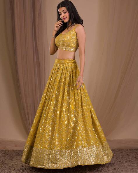 Sattvikee Mustard yellow Legenga with Brown Top Mustard Yellow Lehenga And  Brown Top at Rs 950 in Tiruvallur