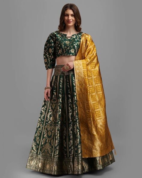 Buy Bottle Green Lehenga Set Online for Women by DISHA MUCHHALA - 4008113