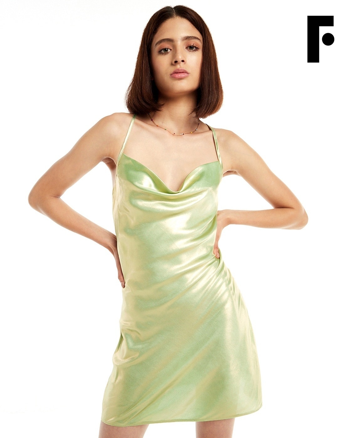 Satin slip best sale dress cowl neck