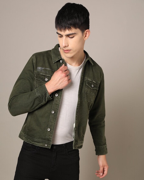 Buy Men's Green Denim Jacket Online at Bewakoof