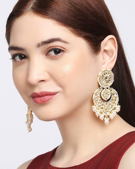 Buy Rubans Gold Toned & Blue Gold Plated Drop Earrings - Earrings for Women  6911188 | Myntra