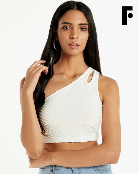 All For One Ribbed Crop White