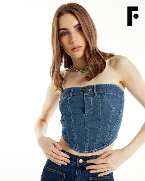 Buy BOW IT OUT BLUE CORSET TOP for Women Online in India