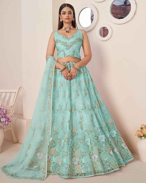 Turquoise Blue Lehenga Choli - Buy Turquoise Blue Lehenga Choli online in  India