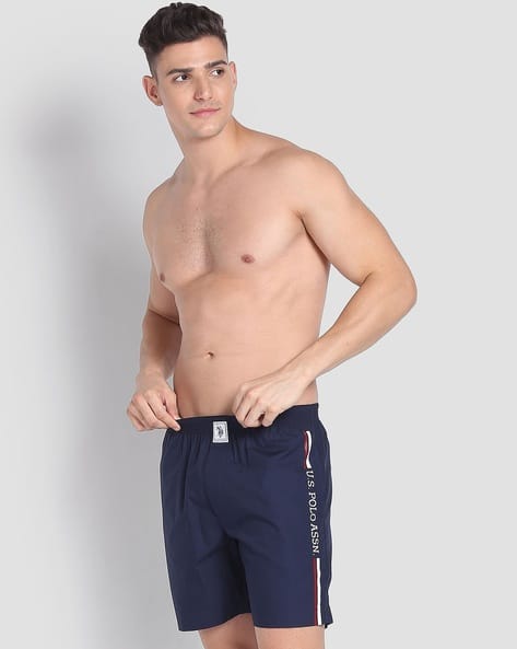 Men Brand Print Boxers with Insert Pockets