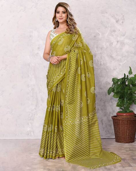 Buy Green Saree Pure Organza And Blouse Satin Border With For Women by Gul  By Aishwarya Online at Aza Fashions.