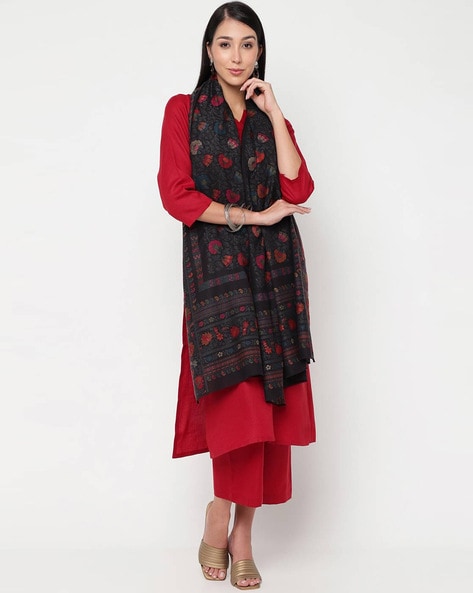 Women Floral Print Woolen Shawl Price in India