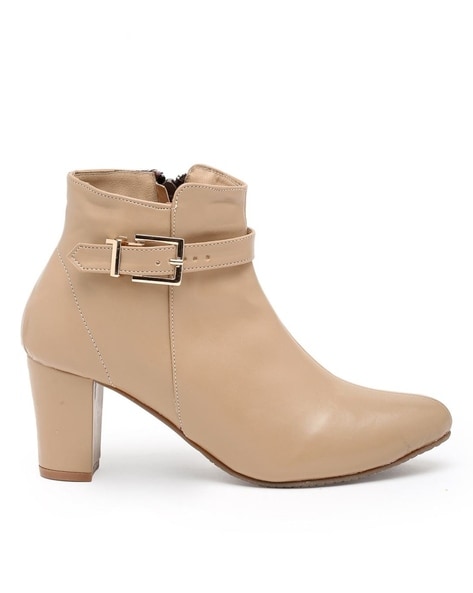 Textile Boots With A Sock Heeled Boots In Beige | SilkFred US