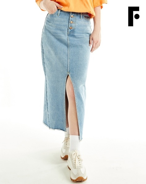 Buy Campine Dark Blue Denim Maxi Skirt Long Soft Full Length Modest Skirt  With Pockets Fall Custom Length Online in India - Etsy