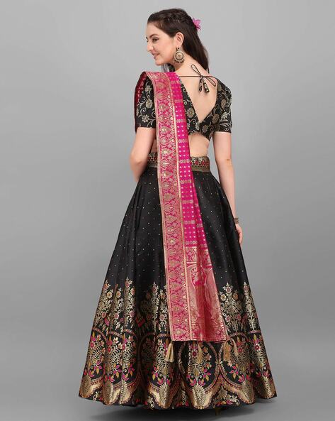 Buy LEHENGA CHOLI- BLACK LEHNGA CHOLI WITH PINK DUPATTA, Introducing our  breathtaking Black and Golden Modern Lehenga, a masterpiece that combines  traditional charm with contemporary elegance. at Amazon.in