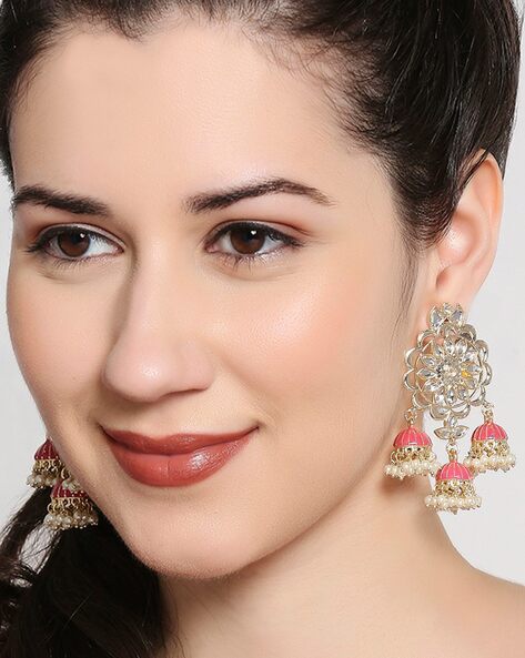 Happy Stoning One gram Gold plated Shimmering designer Jhumka Earrings: Buy  Happy Stoning One gram Gold plated Shimmering designer Jhumka Earrings  Online in India on Snapdeal