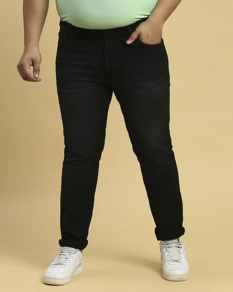 Men Relaxed Fit Jeans with Roll-Up Hem