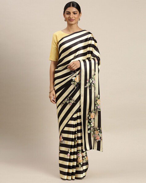 Buy Black Sarees for Women by CLEMIRA Online