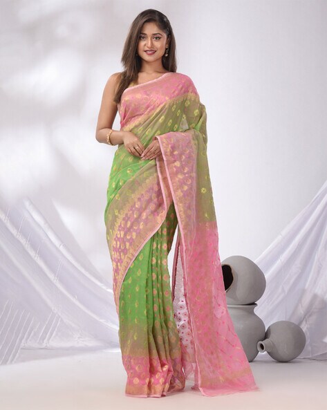 Real Zari Gold Pure Cotton Soft Jamdani Sarees, 5.5 m (separate blouse  piece), Without Blouse Piece at Rs 850 in Durgapur