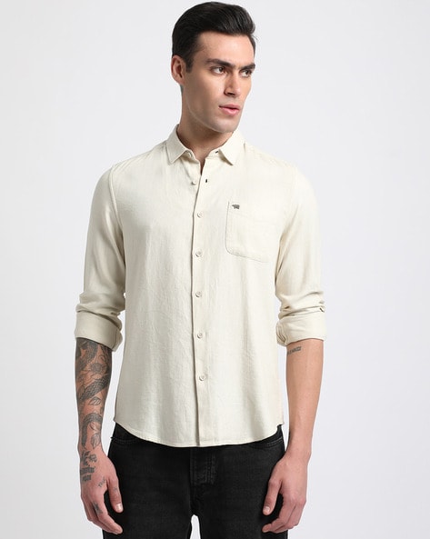 Buy Cream Shirts for Men by THE BEAR HOUSE Online