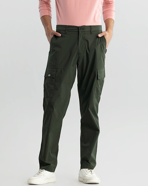 Men Relaxed Fit Flat-Front Cargo Pants