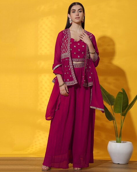 Buy Magenta Pink Kurta Suit Sets for Women by CHHABRA 555 Online | Ajio.com