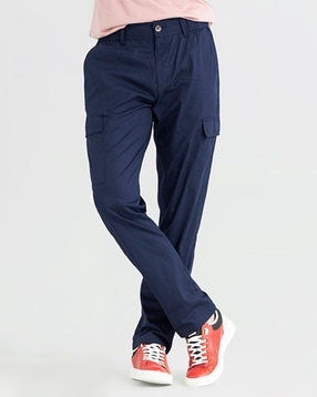 Men Baggy Fit Flat-Front Cargo Pants